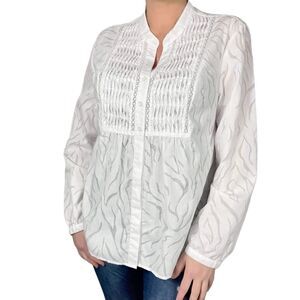 Emma James tucks lace trim long sleeve Shirt